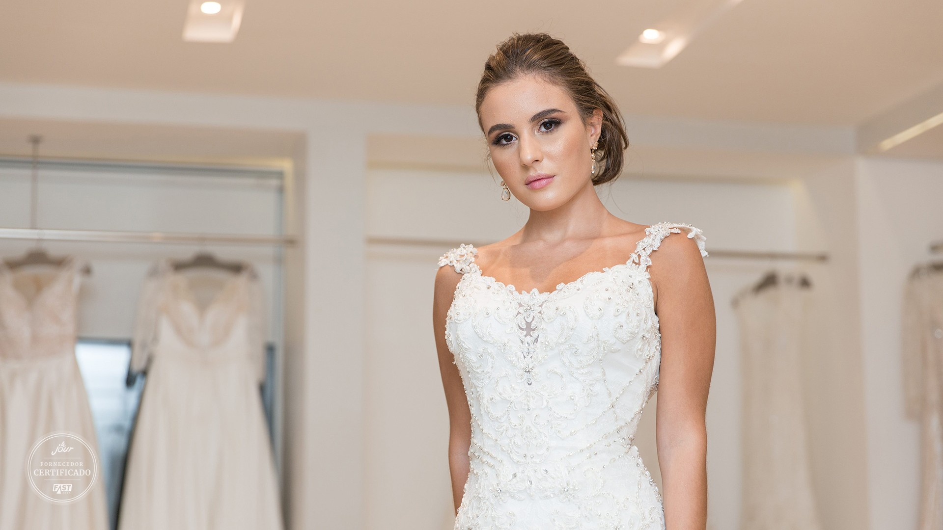 Modelo de vestido de noiva para aluguel na Black Tie.