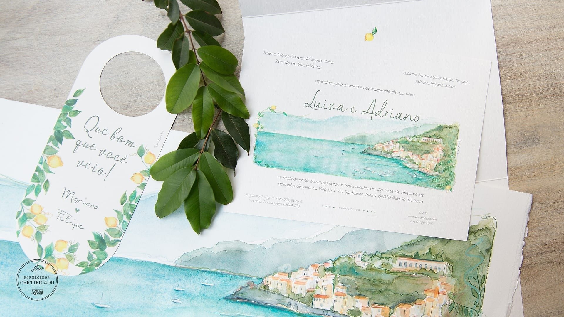convite de casamento com aquarela