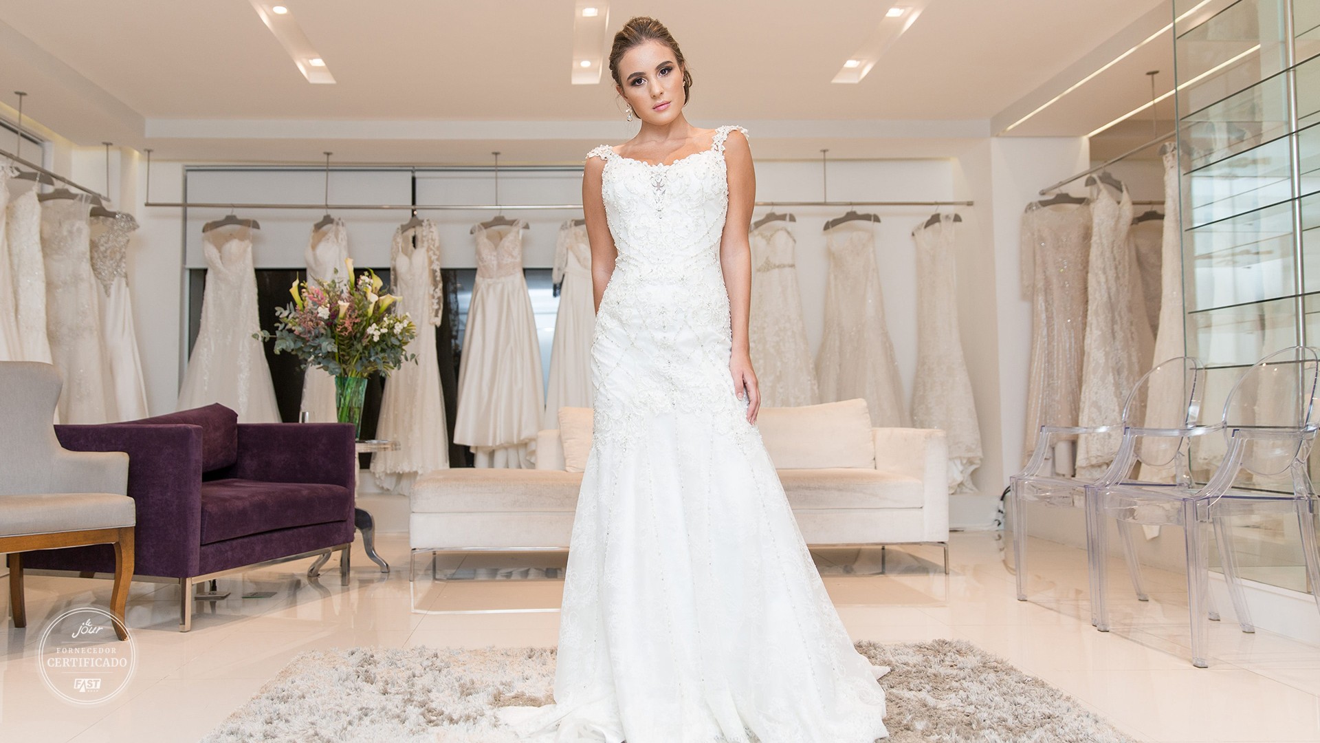 Modelo de vestido de noiva para aluguel na Black Tie.